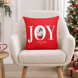 JOY モダン オリジナル ペット 写真 赤 クリスマス クッション