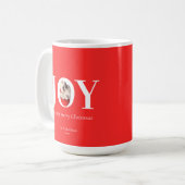 JOY モダン オリジナル ペット 写真 赤 クリスマス コーヒーマグカップ (正面左)