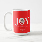 JOY モダン オリジナル ペット 写真 赤 クリスマス コーヒーマグカップ (左)