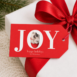JOY モダン オーダーメイド クリスマス ホリデー 赤 ギフトタグ