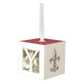 "Joy"ヴィンテージアルファベッフランスのトクリスマス キューブオーナメント (裏面アングル)