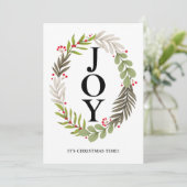 JOY – 両面メリークリスマスフォトホリデーカード シーズンカード (スタンド正面)