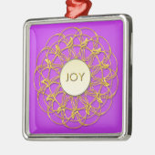 JOY 書 in Lace幾何金ゴールドデザイン メタルオーナメント (左)