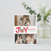 JOY 楽しい かわいい 3枚 写真 カートゥーン トナカイ 白 シーズンカード (スタンド正面)