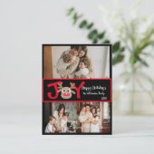 JOY 楽しい かわいい 3枚 写真 カートゥーン トナカイ 赤 黒 シーズンカード (スタンド正面)