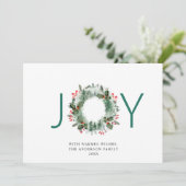 JOY 祝祭的なホリーベリーのリース クリスマスの挨拶 シーズンカード (スタンド正面)