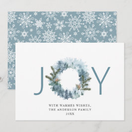 JOY 祝祭的なホリーベリーのリース クリスマスグリーティング シーズンカード