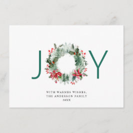 JOY 祝祭的なホリーベリーのリース クリスマスグリーティング シーズンカード
