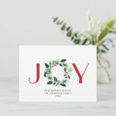 JOY 祝祭的なホリーベリーのリース クリスマスグリーティング シーズンカード (スタンド正面)