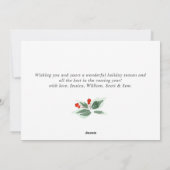 JOY 祝祭的なホリーベリーのリース クリスマスグリーティング シーズンカード (裏面)