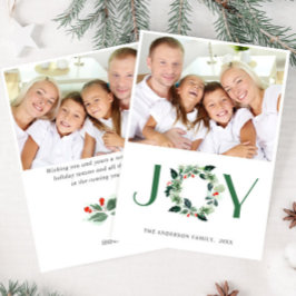 JOY 祭りのホリーデイリーストーブ クリスマス フォトグリーティング