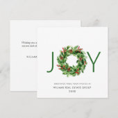 JOY 祭りのホリーベリーのリース クリスマスの挨拶 シーズンカード (正面/裏面)