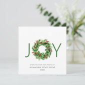 JOY 祭りのホリーベリーのリース クリスマスの挨拶 シーズンカード (スタンド正面)