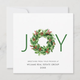 JOY 祭りのホリーベリーのリース クリスマスの挨拶 シーズンカード