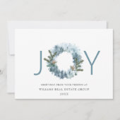 JOY 祭りのホリーベリーのリース クリスマスの挨拶 シーズンカード (正面)