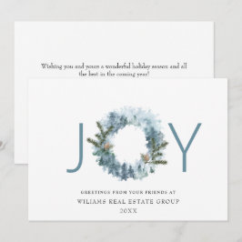 JOY 祭りのホリーベリーのリース クリスマスの挨拶 シーズンカード