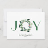 JOY 祭りのホリーベリーのリース クリスマスの挨拶 シーズンカード (正面)
