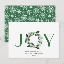 JOY 祭りのホリーベリーのリース クリスマスの挨拶 シーズンカード