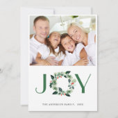 JOY 祭りの松の葉のリース クリスマス フォト 挨拶 (正面)