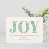 JOY 緑の葉のクリスマス・ホリデーカード シーズンカード (スタンド正面)