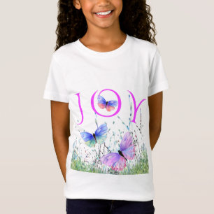 Joy – 蝶カラフルT飛んでいるシャツ – 春 Tシャツ