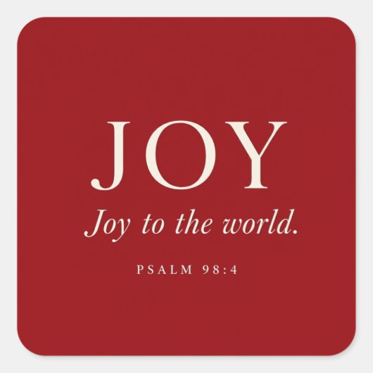 JOY | 詩篇 98:4 | クリスマスギフト スクエアシール (正面)