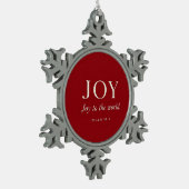 JOY | 詩篇 98:4 | クリスマスギフト スノーフレークピューターオーナメント (左)