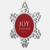 JOY | 詩篇 98:4 | クリスマスギフト スノーフレークピューターオーナメント (右)