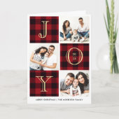 JOY | 赤いバフファロープリントの写真コラージュ シーズンカード (正面)