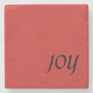 「JOY」赤い四角いクリスマス大理石石コースター ストーンコースター