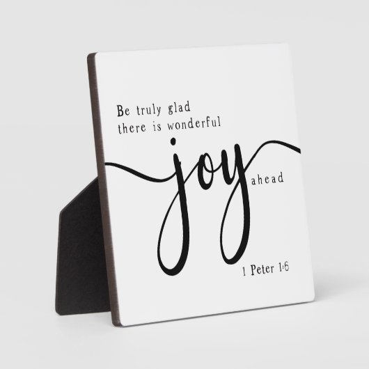 Joy 1ペーター1:6バイブル聖なる書物、 経典ファームハウスサイン フォトプラーク (正面)