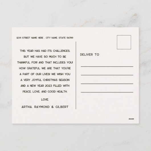 JOY 3カスタムフォトフレーム家族クリスマスポストカード シーズンポストカード (裏面)