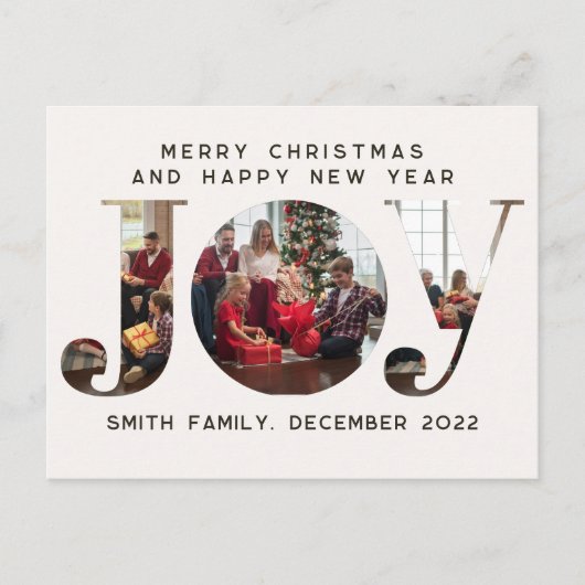 JOY 3カスタムフォトフレーム家族クリスマスポストカード シーズンポストカード (正面)