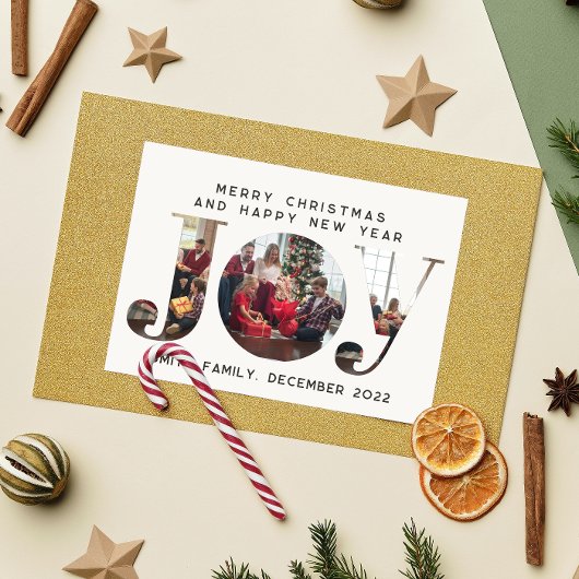 JOY 3カスタムフォトフレーム家族クリスマスポストカード シーズンポストカード