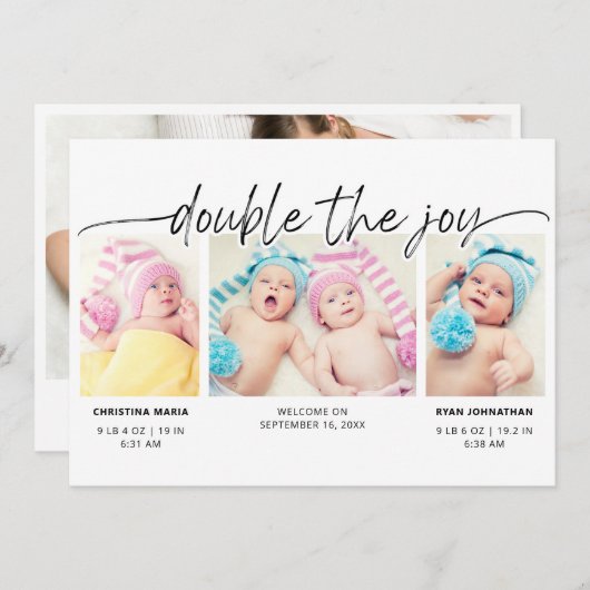 Joy 4のモダン写真を2倍にスクリプトを作成 案内状 (正面/裏面)