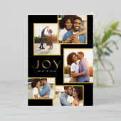 Joy 5フォトコラージュ金ゴールドフレームChristmas 箔シーズンカード (立ち正面)