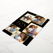 Joy 5フォトコラージュ金ゴールドフレームChristmas 箔シーズンカード (回転した状態)