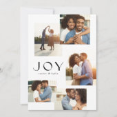 Joy 5写真コラージュ白黒クリスマス シーズンカード (正面)