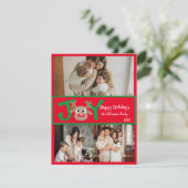 JOY Amusing Adorable 3 Photo Cartoon Reindeer Red シーズンカード (スタンド正面)