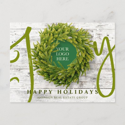 Joy and Pine with Logo モダン Business(ロゴビジネスを含む素朴Joy シーズンポストカード (正面)