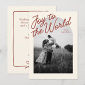 Joy Arch Christian Classic Red Christmas Photo シーズンカード (正面/裏面)