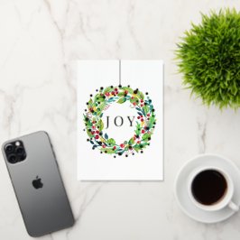 Joy Berry Wreath Folded Foil Holiday Card 箔シーズンカード