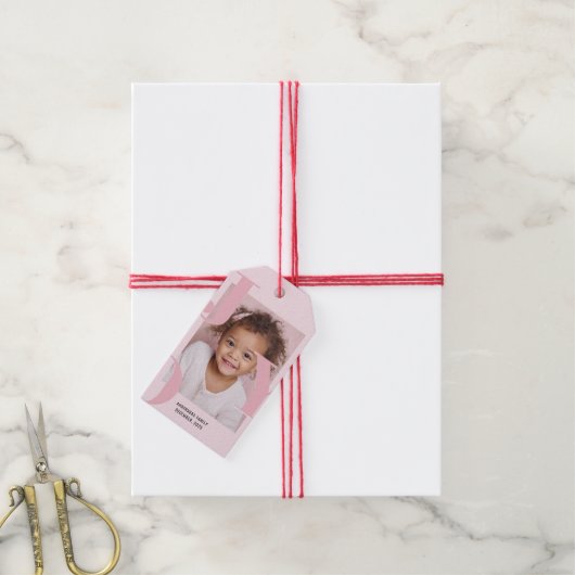 JOY Blush Pink Modern Christmas | Personalized ギフトタグ (より糸付き)