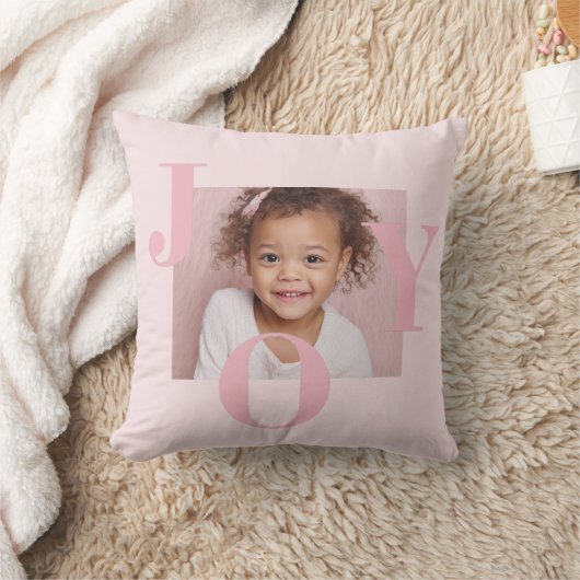 JOY Blush Pink Modern Christmas | Personalized  クッション (ブランケット)