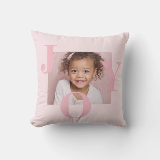 JOY Blush Pink Modern Christmas | Personalized  クッション (正面)