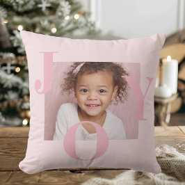 JOY Blush Pink Modern Christmas | Personalized クッション