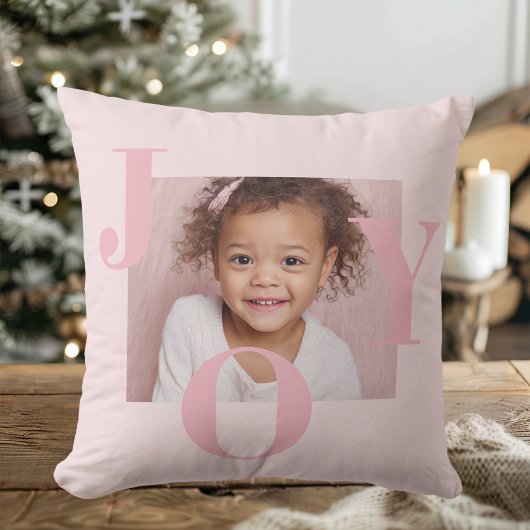 JOY Blush Pink Modern Christmas | Personalized  クッション