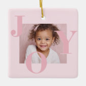 JOY Blush Pink Modern Christmas | Personalized セラミックオーナメント (正面)