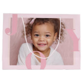 JOY Blush Pink Modern Christmas | Personalized ラージペーパーバッグ (裏面)