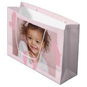 JOY Blush Pink Modern Christmas | Personalized ラージペーパーバッグ (正面アングル)